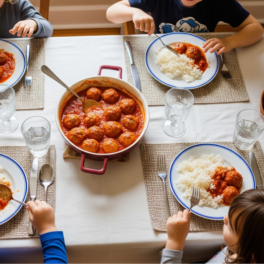Meatballs with Rice & Oat Pudding